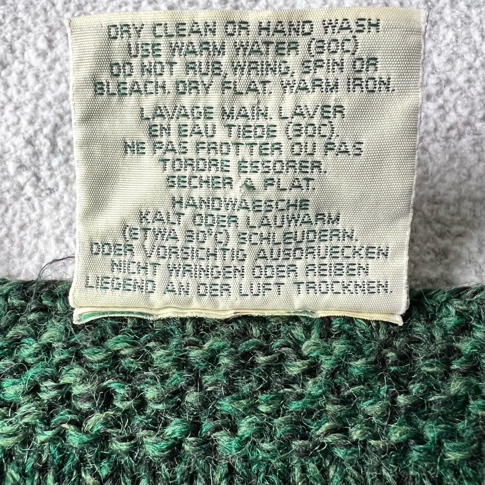 Vintage 100% Wool Cardigan, Made in Ireland, Deep Emerald Green, Sz - L - Picture 9 of 12